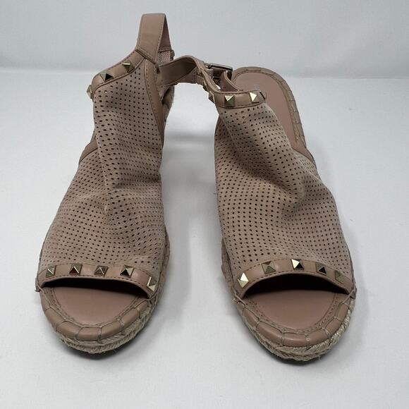 Marc Fisher Perforated Suede Women's Open Toe Pink Espadrille Wedges Size 10 - Picture 4 of 11